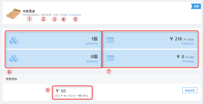 在庫詳細の画面について | ユーザーヘルプサイト